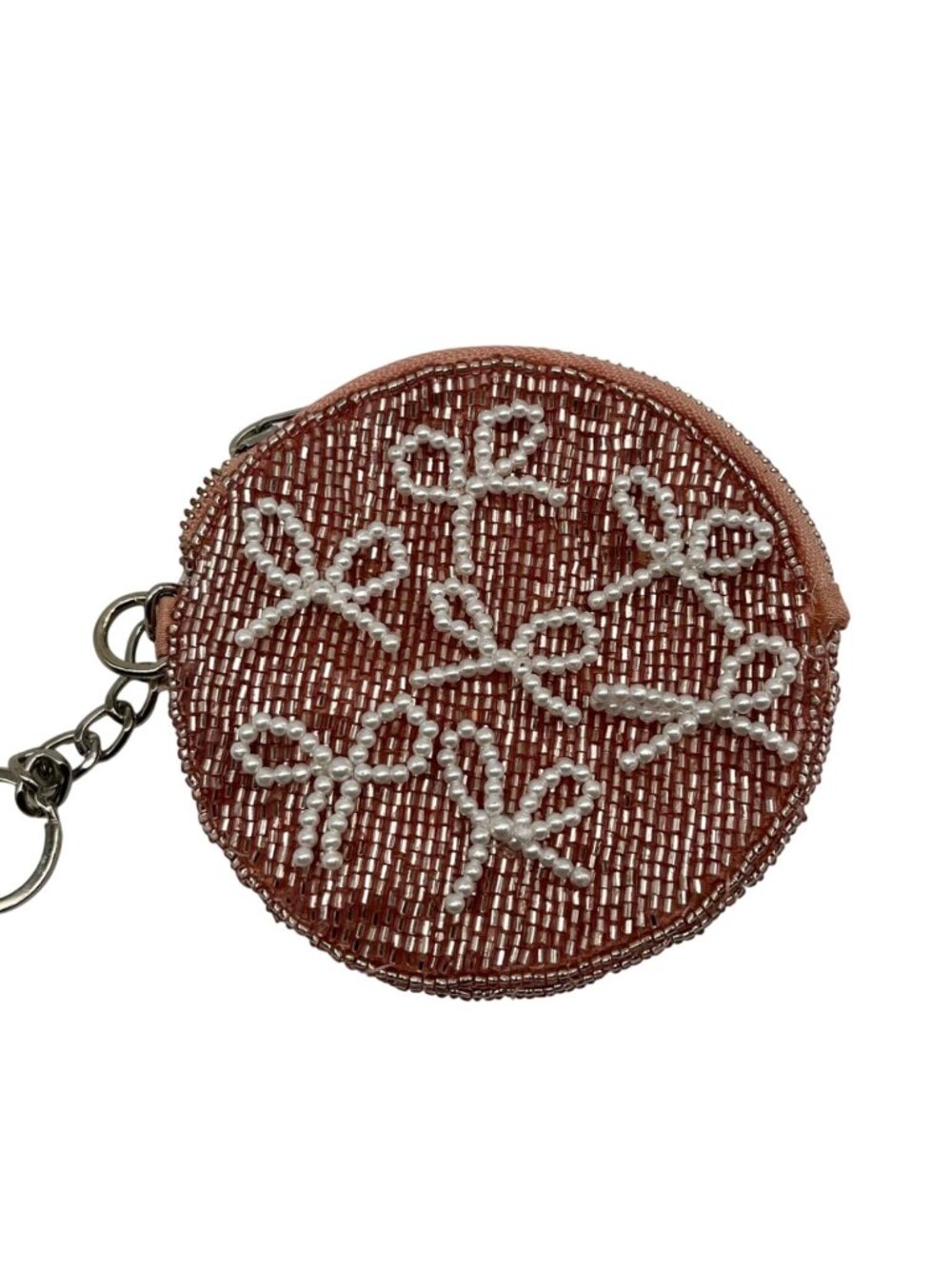 On 34th Pink Hand Beaded Zip Around Wallet